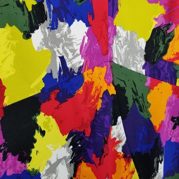 Kate Spade Saturday Color Splash Mini Sheath Dress 4 Cotton Abstract Art to Wear - Picture 4 of 9